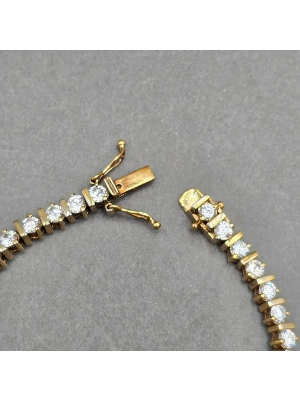 Vermeil Sterling Silver CZ Tennis Bracelet 7" Cubic Zirconia 925 - Picture 4 of 13